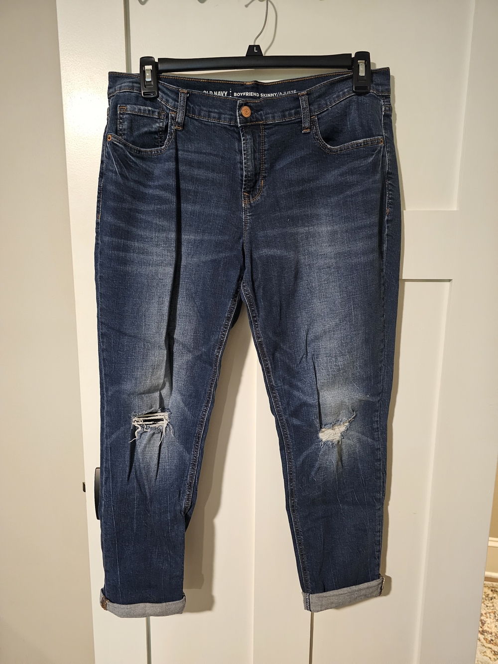 Old Navy Dark Blue Distressed Boyfriend Jeans